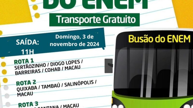 ENEM: HORÁRIO DOS ÔNIBUS